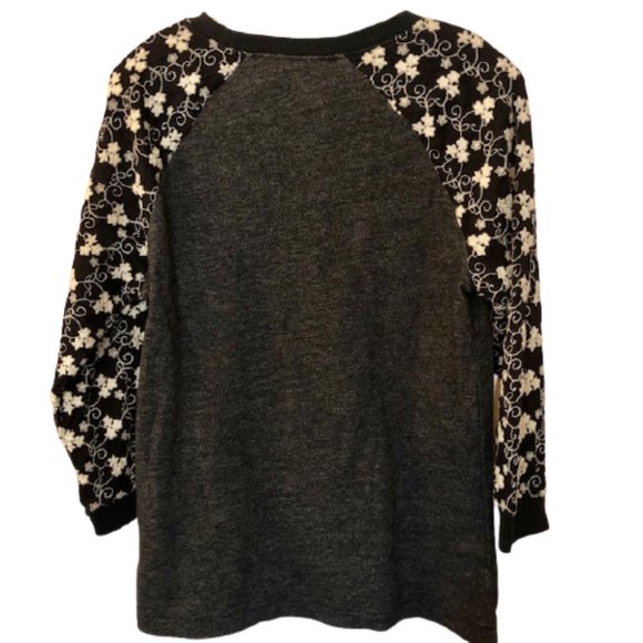 JAG Heathered Trixie Lace Sleeve Sweater - Navy/White - M - Picture 6 of 8